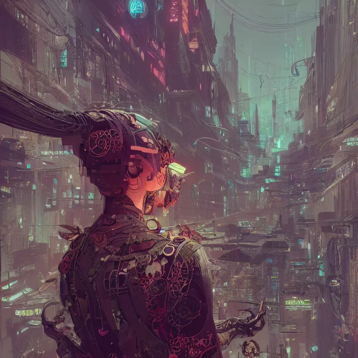 Image similar to concept art by xision ， victo ngai and lfons mucha, greg rutkowski, portrait of cyberpunk dragon, dim lighting, detailed portraits, unreal engine 5, highly rendered,, digital painting, artstation, concept art, smooth, sharp foccus ilustration, detailed and intricate environment ， artstation hq