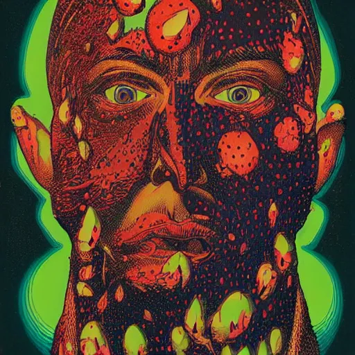 Image similar to a guy, face covered in moths, small details, by virgil finlay, by kilian eng,