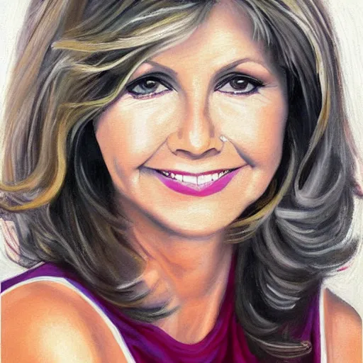 Image similar to a realistic painting of olivia newton john