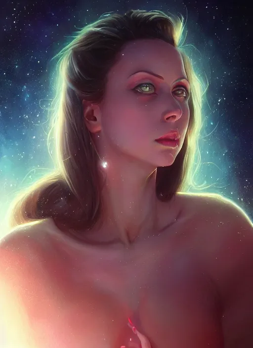 Prompt: beautiful portrait of gianna michaels, deep space background, by magali villeneuve and greg rutkowski and artgerm, intricate, elegant, highly detailed, photorealistic, trending on artstation, trending on cgsociety, 8 k, sharp focus