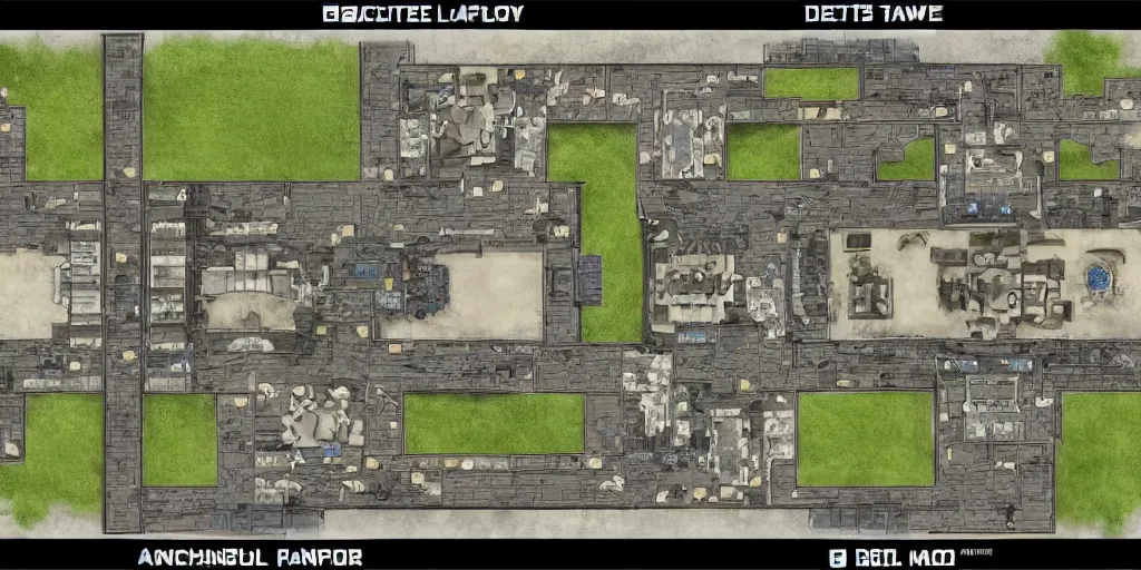 Image similar to architectural floor plan gears of war map hybrid halo map, symmetrical outpost, award winning design