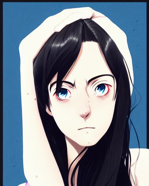 Prompt: portrait Anime kaya scodelario, skins, cute-fine-face, black-hair, blue eyes, pretty face, realistically shaded, Perfect face, fine details. Anime. skins, realistic shaded lighting by Ilya Kuvshinov, katsuhiro otomo, ghost-in-the-shell, magali villeneuve, artgerm, rutkowski, WLOP