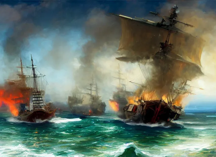 Image similar to modern day somalian pirates defeat the british empire navy by vladimir volegov and alexander averin and delphin enjolras and daniel f. gerhartz