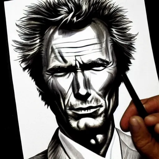 Image similar to clint eastwood portrait made of cannabis, weed art