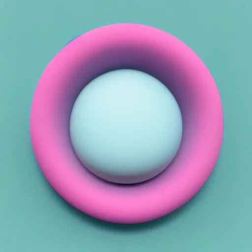 Image similar to 3 d render of a round blob of light blue and pink, blender, pastel colors, minimalistic,