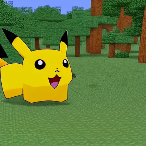 Image similar to pikachu in minecraft