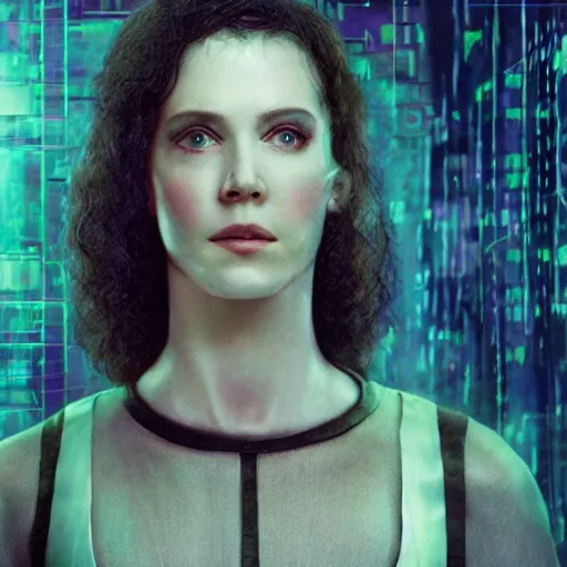 Image similar to Molly from the novel Neuromancer, portrait shot, movie still, promotional picture