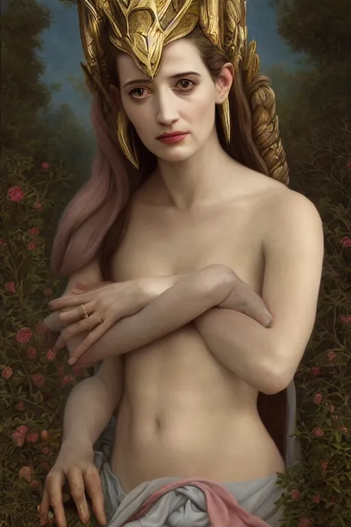 Image similar to A fantasy book style portrait painting of a hybrid, Eva Green, Anya_Taylor-Joy, Cory Chase, as a Mystical Valkyrie, Anubis-Reptilian, Atlantean Warrior, François Boucher, Oil Painting, unreal 5, DAZ, hyperrealistic, octane render, Regal, Refined, Detailed Digital Art, RPG portrait, William-Adolphe Bouguereau, Michael Cheval, Walt Disney (1937), Steampunk, Volumetric Golden dappled dynamic lighting, Highly Detailed, Cinematic Lighting, Unreal Engine, 8k, HD