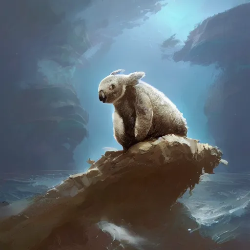 Image similar to sea koala digital art in the style of greg rutkowski and craig mullins, 4 k