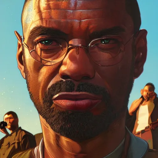 Prompt: god as a grand theft auto 5 loading screen, close shot, gorgeous, beautiful, intricate, highly detailed, digital painting, artstation, oppressive lighting, concept art, sharp focus, illustration, art by greg rutkowski and alphonse mucha