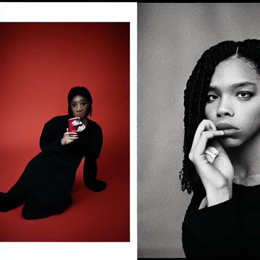 Image similar to realistic! photoshoot for a new vetements lookbook, color film photography, portrait of a beautiful woman, in style of tyler mitchell, 35mm