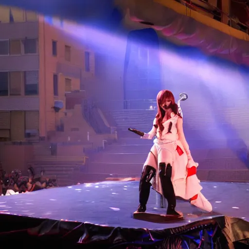 Prompt: anime diva performing on stage, cold backlit