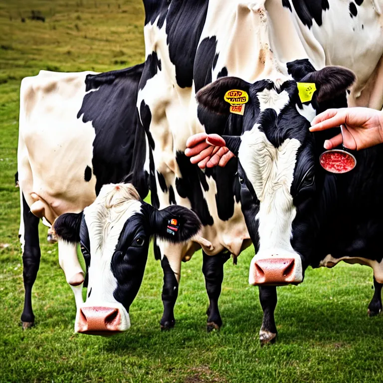 Image similar to homelander from the boys drinks milk from a cow, dslr shot