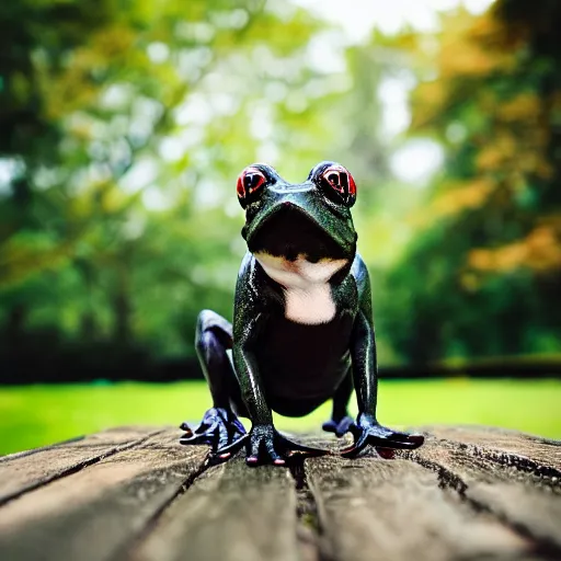 Image similar to a portrait photo of frog dog, award winning photography, 5 0 mm