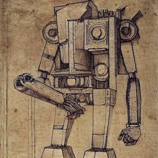 Prompt: the first ever mech modle designed by Leonardo DaVinci,8k,detailed