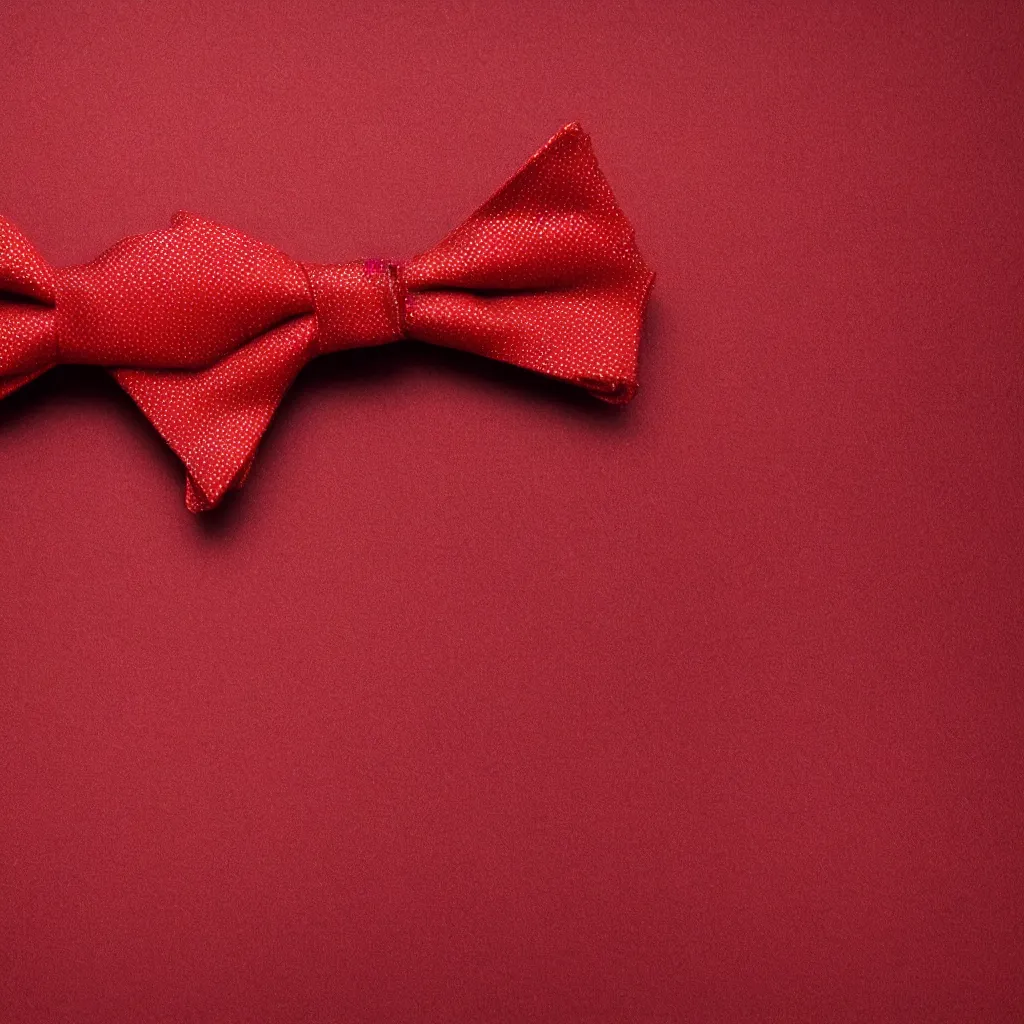 Image similar to close - up view of a bowtie on red background, 8 k, high detail, photorealistic, proper shading