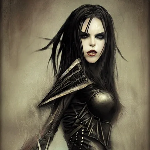 Prompt: kerli koiv, vampire, darkwave, darksynth character portrait, sharp, digital matte painting, art by luis royo, greg rutkowski, wlop, dramatic lighting, trending on artstation