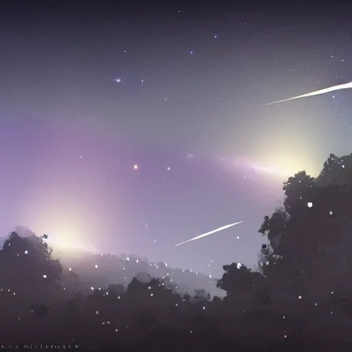 Prompt: Night sky with many meteorites, concept art, 4k, by Oksana Dobrovolska