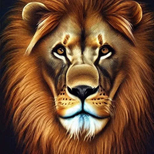 Prompt: !dream photorealistic painting of a lion face