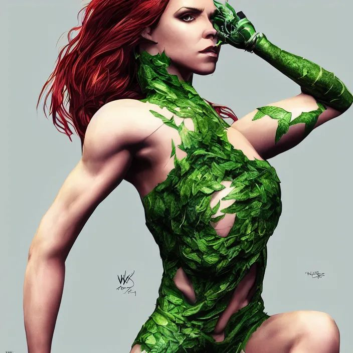 Image similar to portrait of Sporty Spice as a Poison Ivy. intricate artwork. by wlop, octane render, trending on artstation, very coherent symmetrical artwork. cinematic, hyper realism, high detail, octane render, 8k