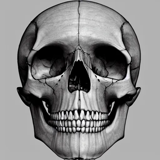 Prompt: human skull missing coronal structure