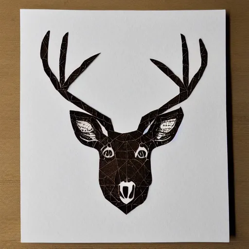 Image similar to a picture of a deer from triangles made of paper