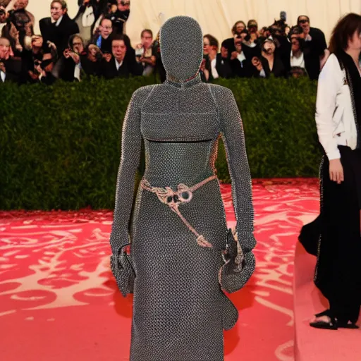 Image similar to photo of joan of arc at the met gala