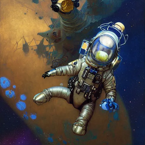 Prompt: portrait of a bunny rabbit rodent wearing a space suit. shadowrun furaffiniy cyberpunk fantasy highly detailed painting by gaston bussiere craig mullins jc leyendecker gustav klimt artgerm greg rutkowski john berkey, bergey, craig mullins, ruan jia, raymond swanland, jeremy mann, tom lovell, alex malveda