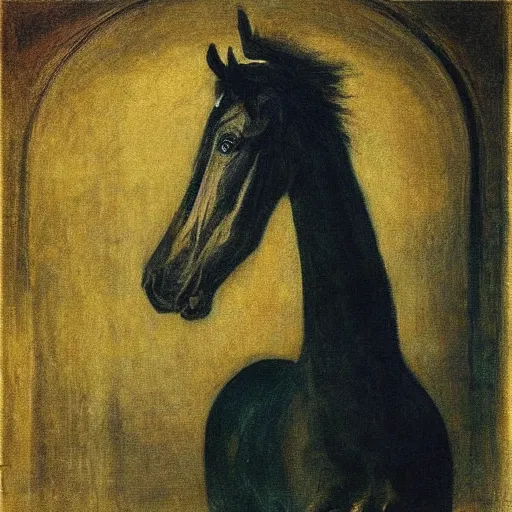 Prompt: “ demonic worm horse painted by franz von stuck ”