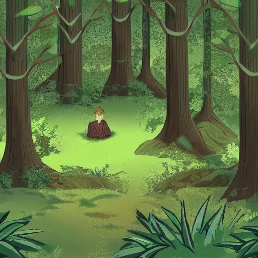 Image similar to a clearing in a forest in the style of a lucas arts point and click adventure game