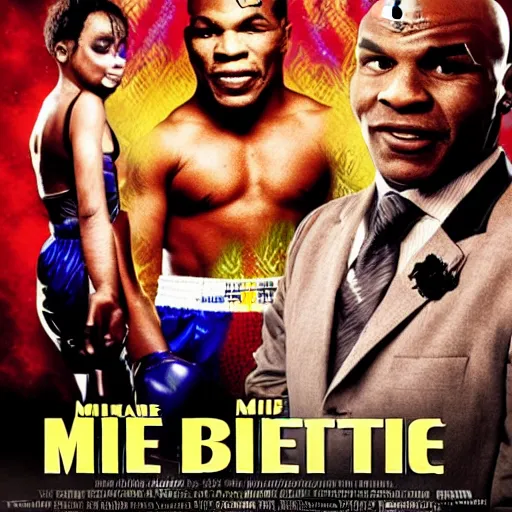 Prompt: mike tyson fighting beetlejuice movie poster