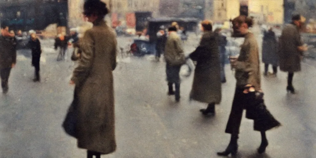 Image similar to blurry, street photography by saul leiter