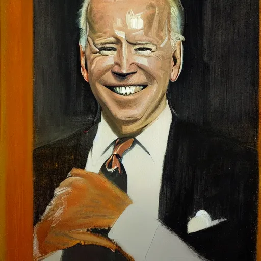 Image similar to Portrait of Joe Biden, painted by Francis Bacon.