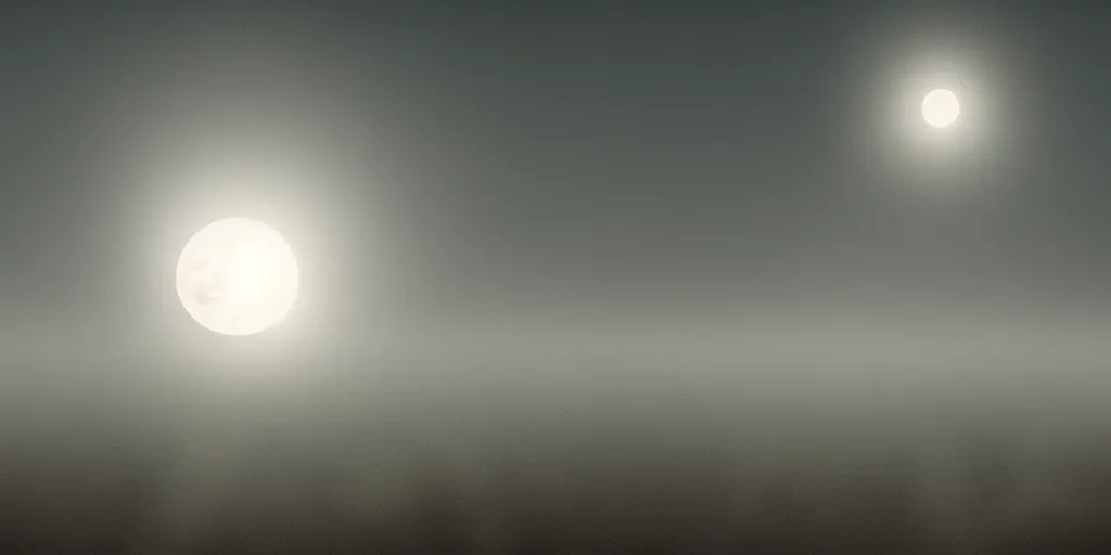 Prompt: lunar eclipse, but the moon is a triangle, sun rays, fog, photorealistic, calm environment