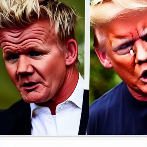 Image similar to gordon ramsay yelling and shouting at donald trump