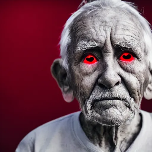 Image similar to old man with red eyes