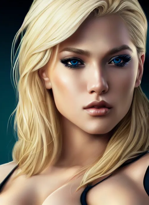 Prompt: photo of a gorgeous blonde female in cyperpunk city, realistic, sharp focus, 8 k high definition, insanely detailed, intricate, elegant, art by stanley lau and artgerm, greg kutkowski