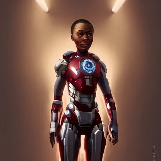 Image similar to highly detailed an african american woman in with the ironman random suit from the future gta v, stephen bliss, unreal engine, fantasy art by greg rutkowski, loish, rhads, ferdinand knab, makoto shinkai and lois van baarle, ilya kuvshinov, rossdraws, tom bagshaw, global illumination, radiant light, detailed and intricate environment