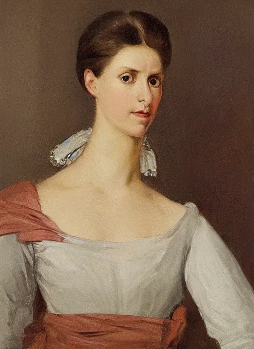 Image similar to jan nepomucen głowacki and ludwik de laveaux painted style portrait of karolina zebrowska, female fashion and dress historian, high detail, smooth face, high detail, 1 9 th century painting, 4 k