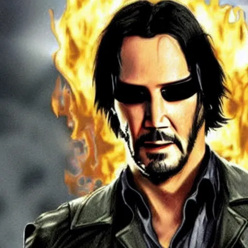 Image similar to keanu reeves as ghostrider