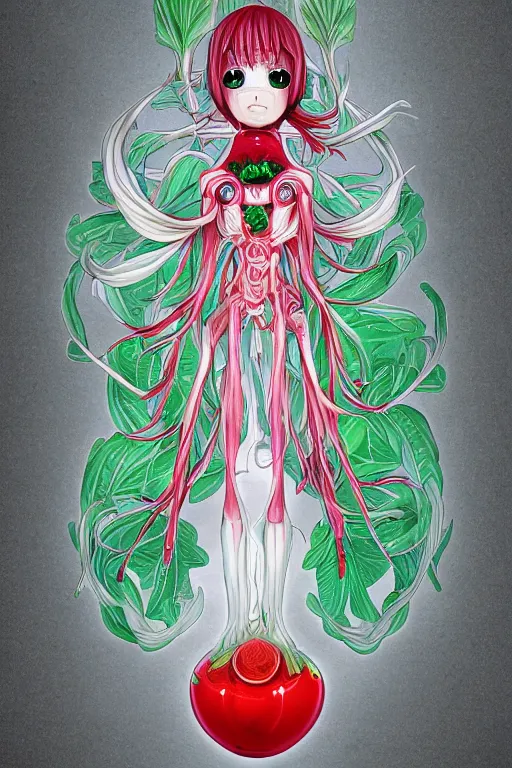 Image similar to radish humanoid, symmetrical, highly detailed, digital art, sharp focus, trending on art station, anime art style