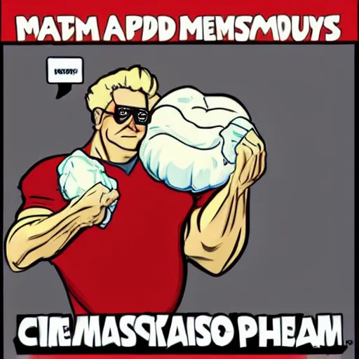 Image similar to Duke Nukem with a plate of mashed potatoes, red shirt, smug look, Duke Nukem art style