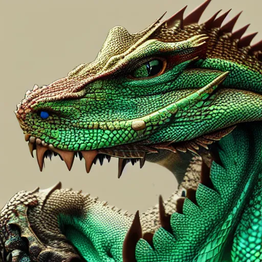 Image similar to dragon lizards close up, higly detailed, 8 k, photorealistic, art concept, artstation, sharp focus