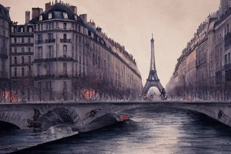 Image similar to paris historical sites by hiroshi yoshida, artstation, cinematic composition