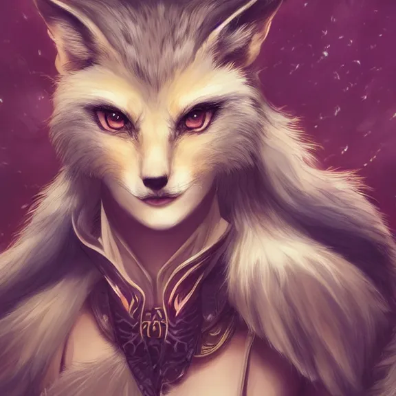 Image similar to female kitsune, anthro, very furry, fantasy artwork, award winning, hyper detailed, very very very very very very beautiful!, aesthetic portrait, fluffy, studio lighting, artstation