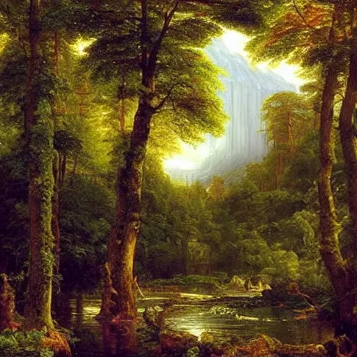 Image similar to magic finnish forest, by thomas cole, fantasy art, intricate details