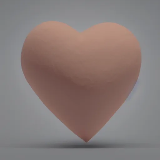 Image similar to 3d render of a rough clay heart shape in the middle of a gray sheet of paper, range of pastel colors on the left side