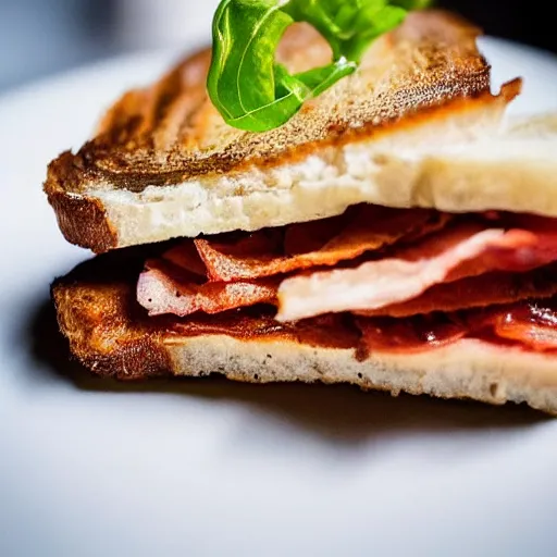 Image similar to close up high resolution photo of a blt, michelin star restaurant, very tasty, food photography, instagram, trending