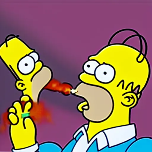 Image similar to homer simpson smoking weed, pixar