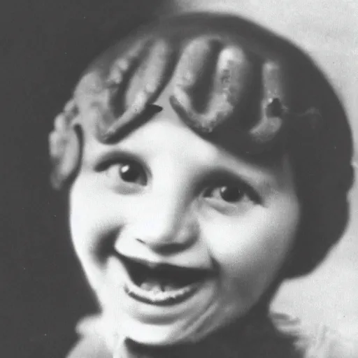Prompt: vintage photograph of an octopus with a human face